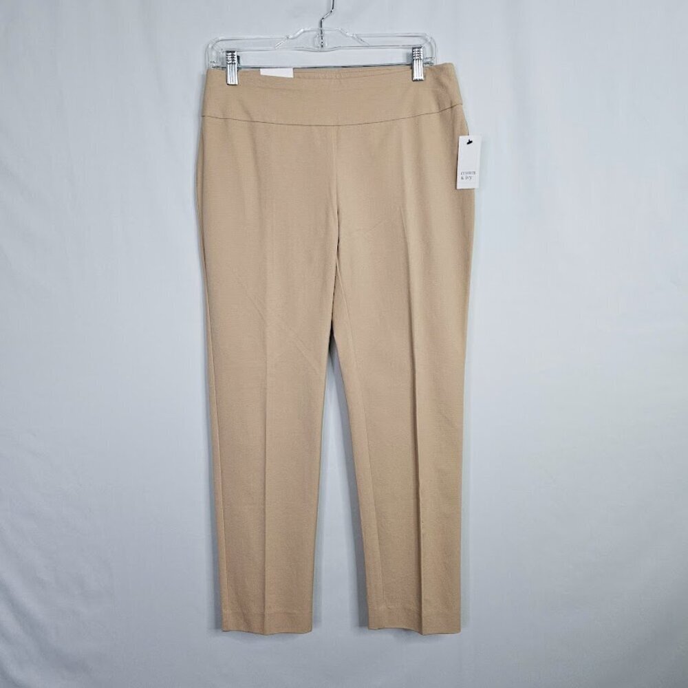 NWT CROWN & IVY Pull On Pants size 6 Short TAN Essential Signature Classic Chic - Picture 2 of 5